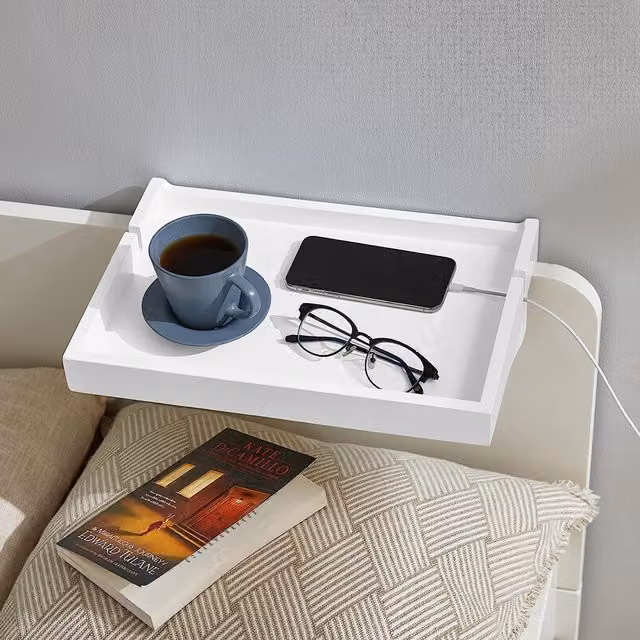 SoBuy White Clip-on Bedside Shelf Hanging Table Tray W/D/H: 36 x 25 x 8 cm