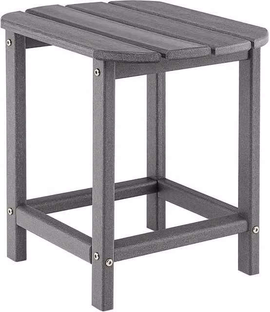 VOGREX Grey HDPE Rectangular Outdoor Adirondack Side Table – 1