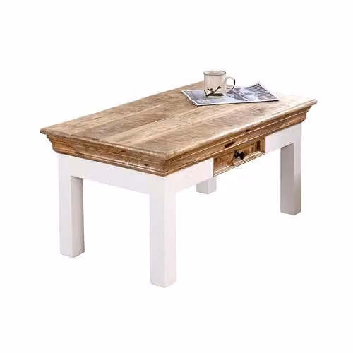 Indian Hub Alfie Mango Wood Coffee Table with Drawer, Brown, W85 x D50 x H40 cm