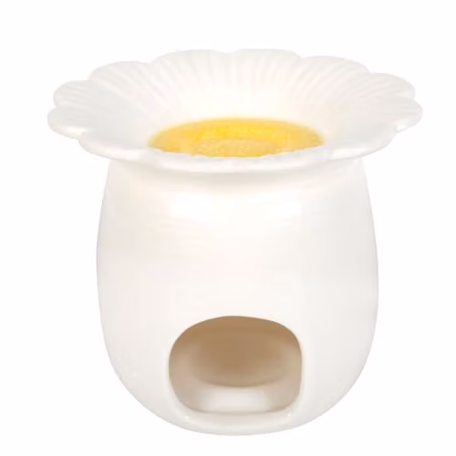 KDMD Daisy Shaped Ceramic Oil Burner and Tealight Holder in Petrol and White
