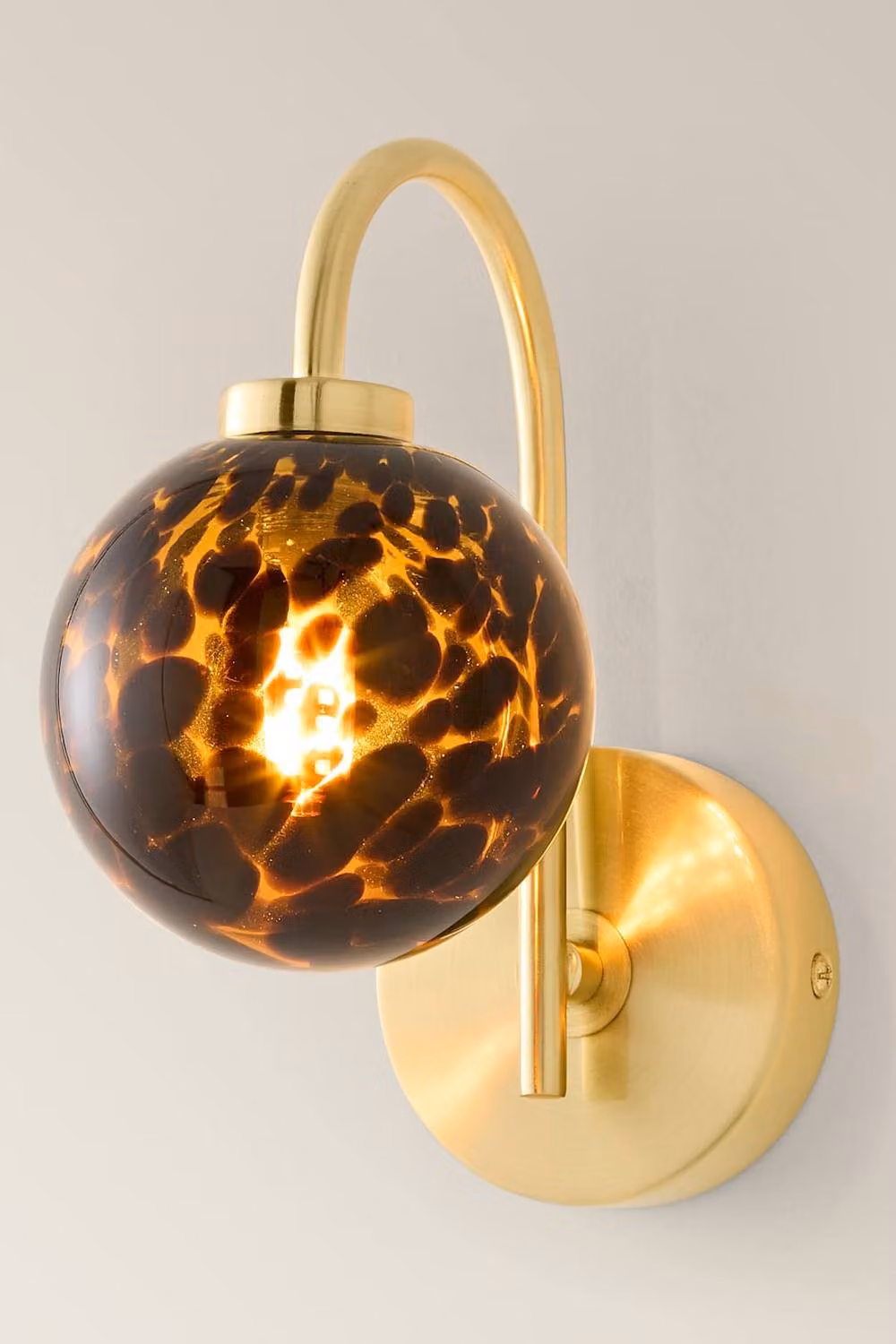 ValueLights Chiara Leopard Print Hand Blown Glass Globe Wall Light in Gold/Brass with Bulb – 3