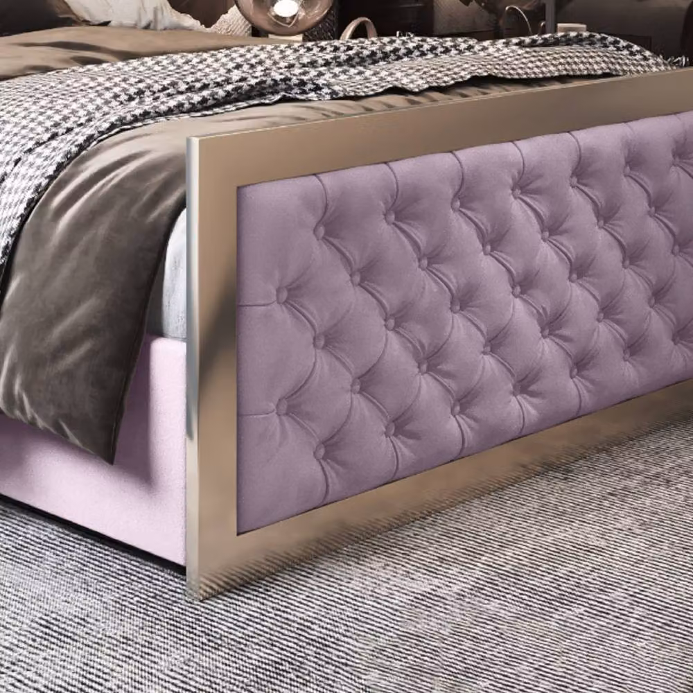 Casani Lapworth Super King Upholstered Velvet Bed Frame in Pink and Black – 5