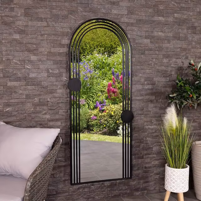Charles Bentley Warsaw Arch Wall Mirror in Black Metal
