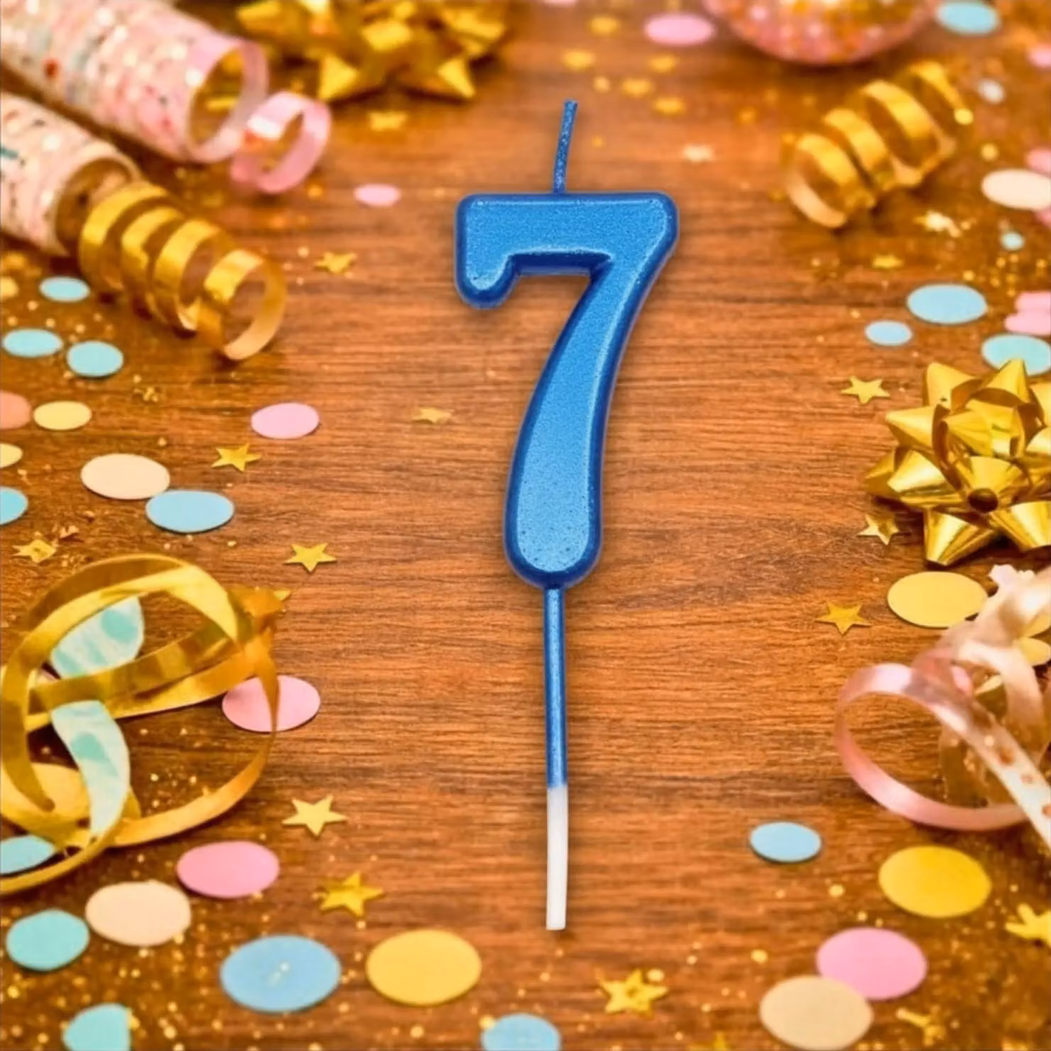 Shatchi Blue Number 7 Birthday Cake Topper Candle for Anniversary and Party Decorations – 2