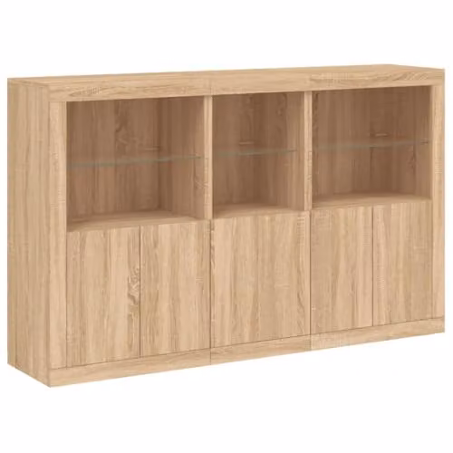 vidaXL Modern Sideboard with Integrated LED Lights in Brown Sonoma Oak, W: 162 cm, D: 37 cm, H: 100 cm – 1