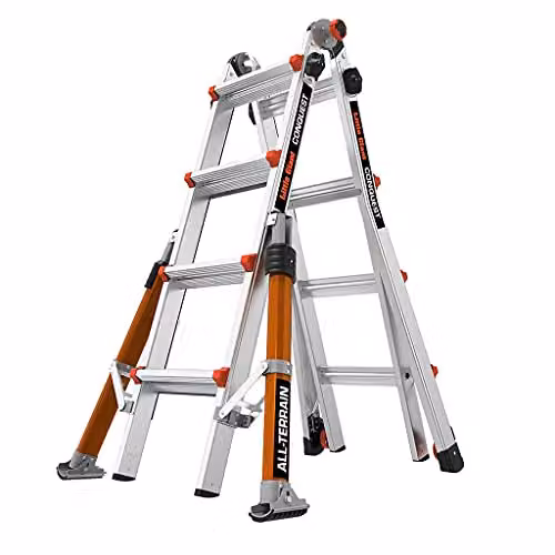 Little Giant Conquest All-Terrain Multi-purpose Ladder, 4 Treads, Silver – 1