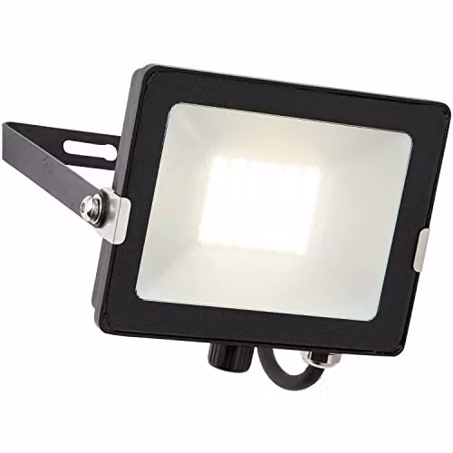 Loops 30W Cool White LED Outdoor Waterproof IP65 Floodlight in Black Aluminium and Glass