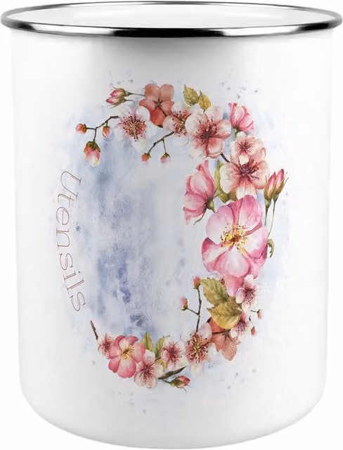 Purely Home Round Blossoms Kitchen Utensil Holder in Pink and White