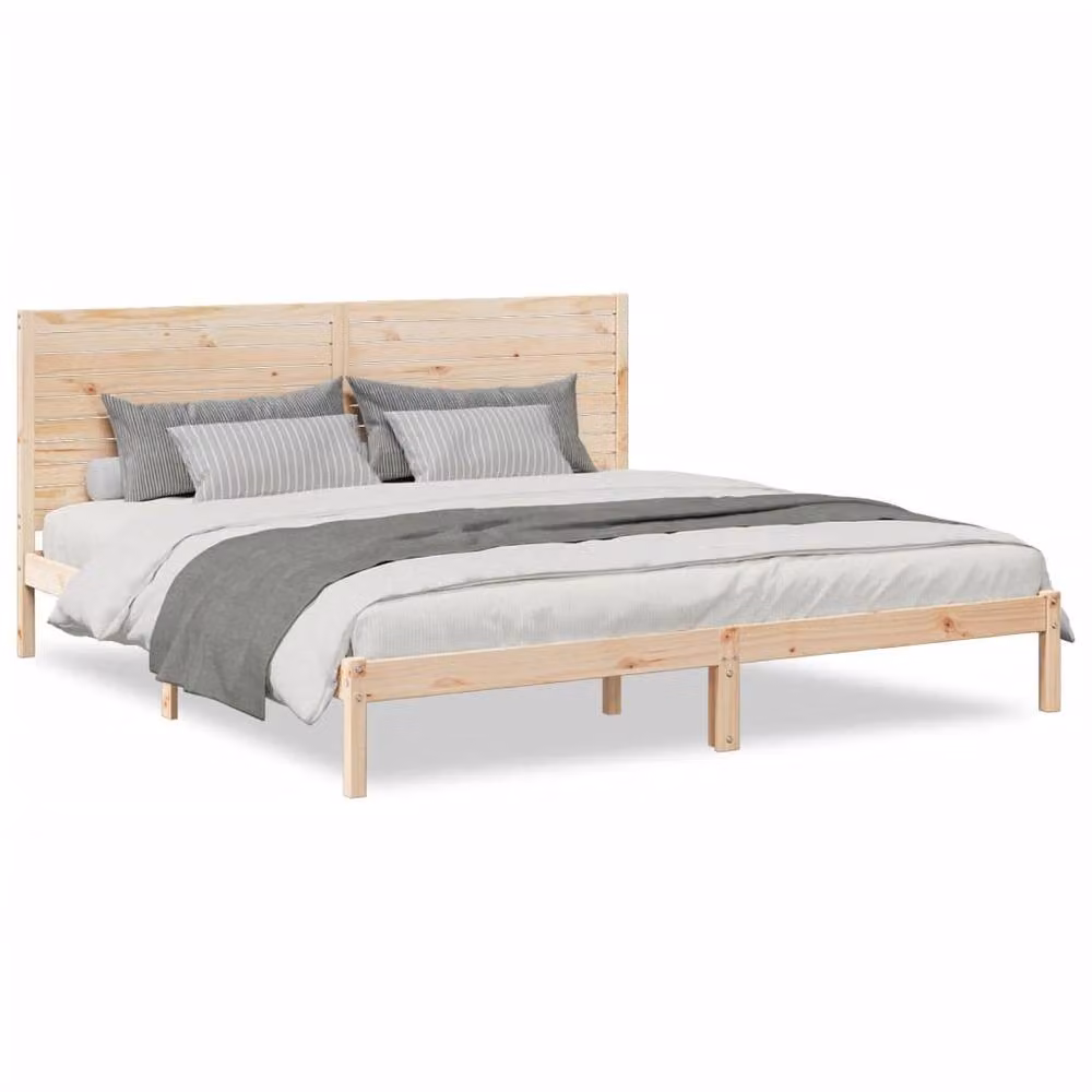 Berkfield Home Extra Long Solid Wood Bed Frame in Brown, W/D/H: 200 x 210 cm – 2