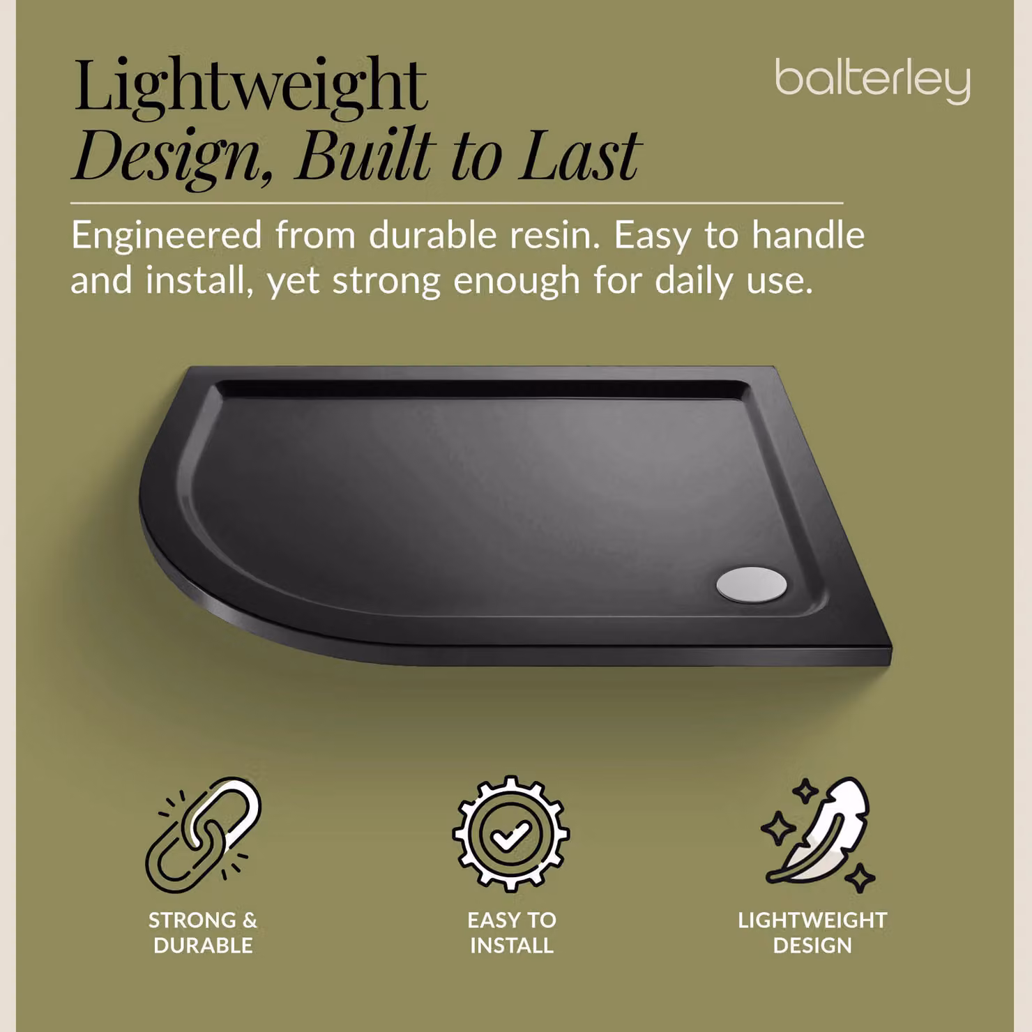 Balterley Premium Left Hand Offset Quadrant Corner Shower Tray in Grey – 3