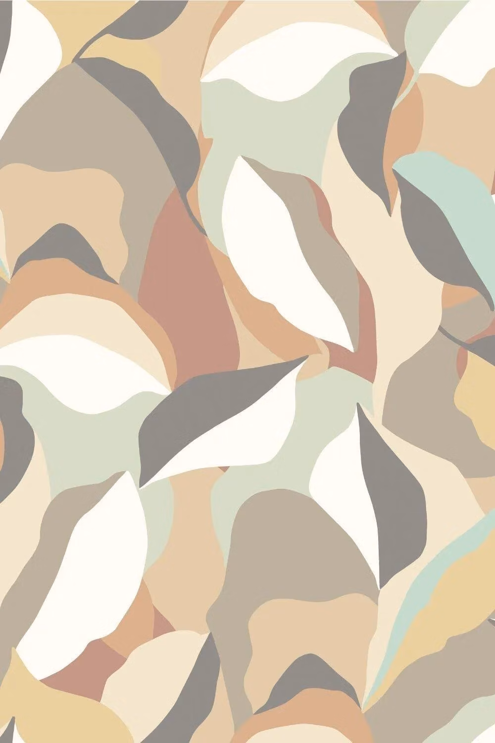 Hoopla Walls Leafy Patchwork Matt Wallpaper in Natural and Sand Multicolour Botanical Abstract Design – 2