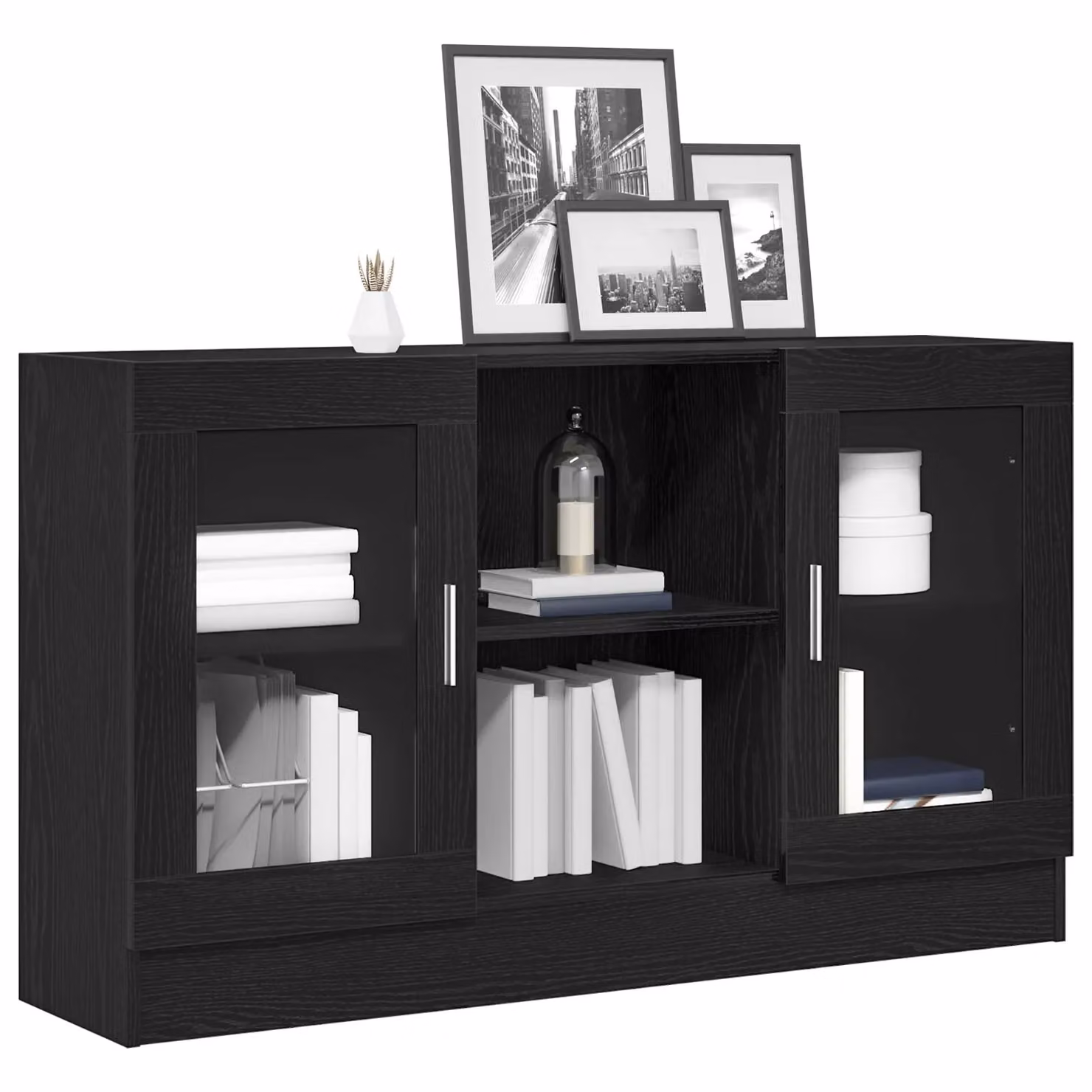 Berkfield Home Black Oak Sideboard in Black Engineered Wood, W/D/H: 120 x 30.5 x 70 cm – 3