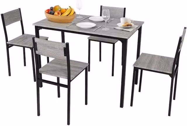 Kelvenix 5-Piece Modern Grey Dining Table and Chairs Set