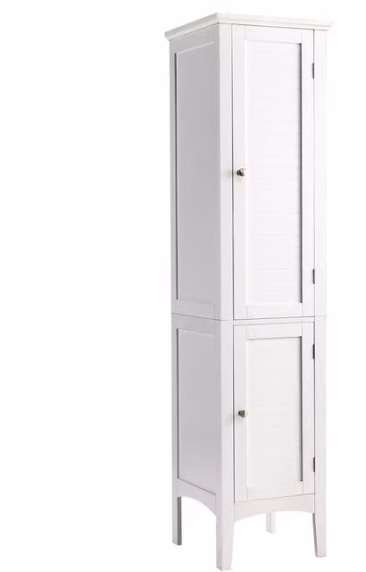 Costway 5-Tier Tall Narrow Bathroom Storage Cabinet in White, H 160 x W 38 x D 38 cm