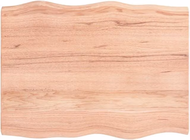 Berkfield Home Light Brown Live Edge Table Top Solid Oak Wood Dining Table W: 80 cm, D: 60 cm