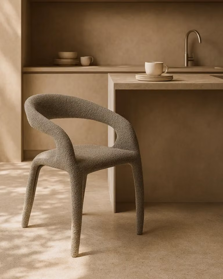 Tommy Franks Escada Dining Chair in Grey Bouclé Fabric