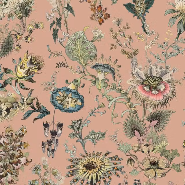 House of Hackney FLORAFANTASIA Wallpaper Sample in Bisque Pink