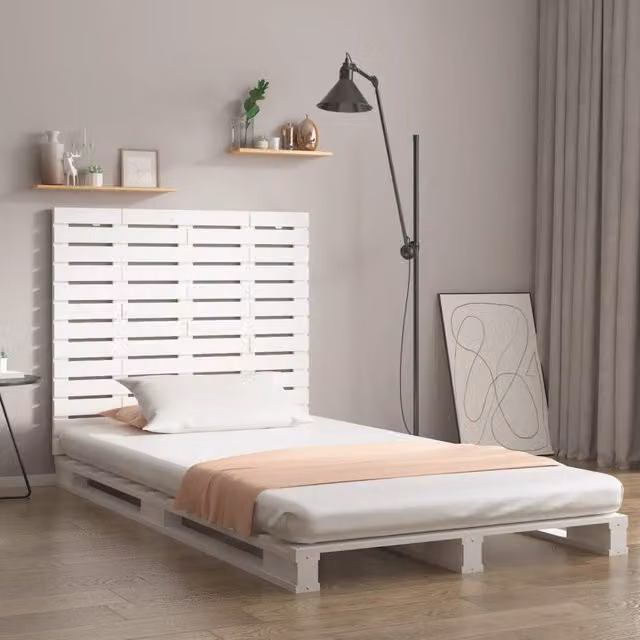 Berkfield Home White Rustic Solid Wood Pine Wall Headboard W: 146 cm, D: 3 cm, H: 91.5 cm