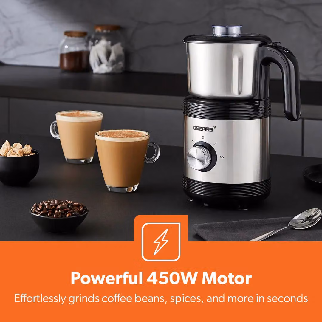 Geepas 450W Electric Silver Stainless Steel Coffee, Bean, Nut and Spice Grinder – 3