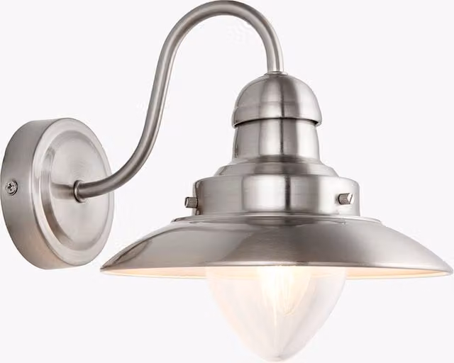 Perch & Parrow Luca Retro Wall Lamp in Chrome and Silver with Transparent Glass