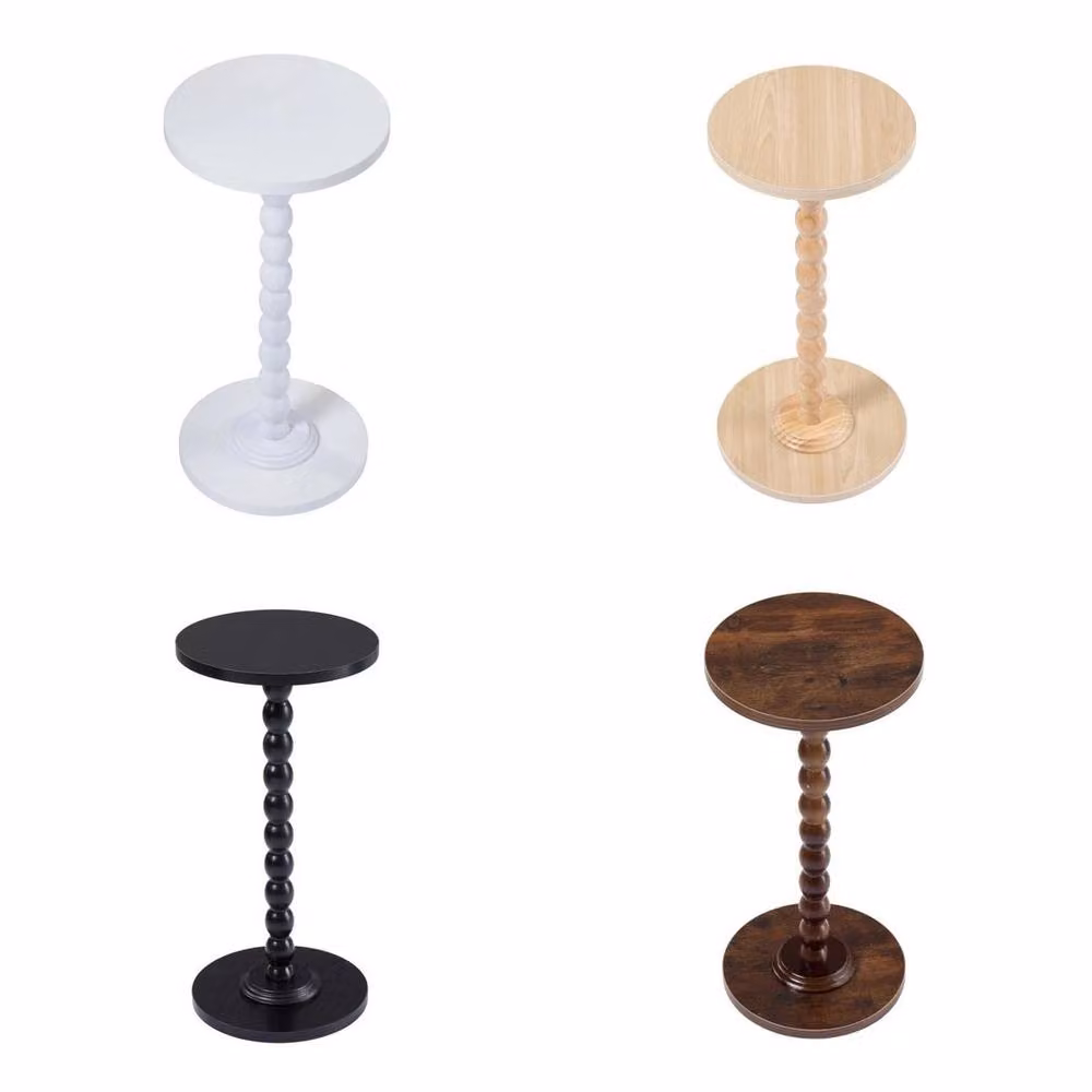 Spetlek Black Modern Round Small Side Table, Wood, H 100 cm x W 30 cm x D 30 cm – 4