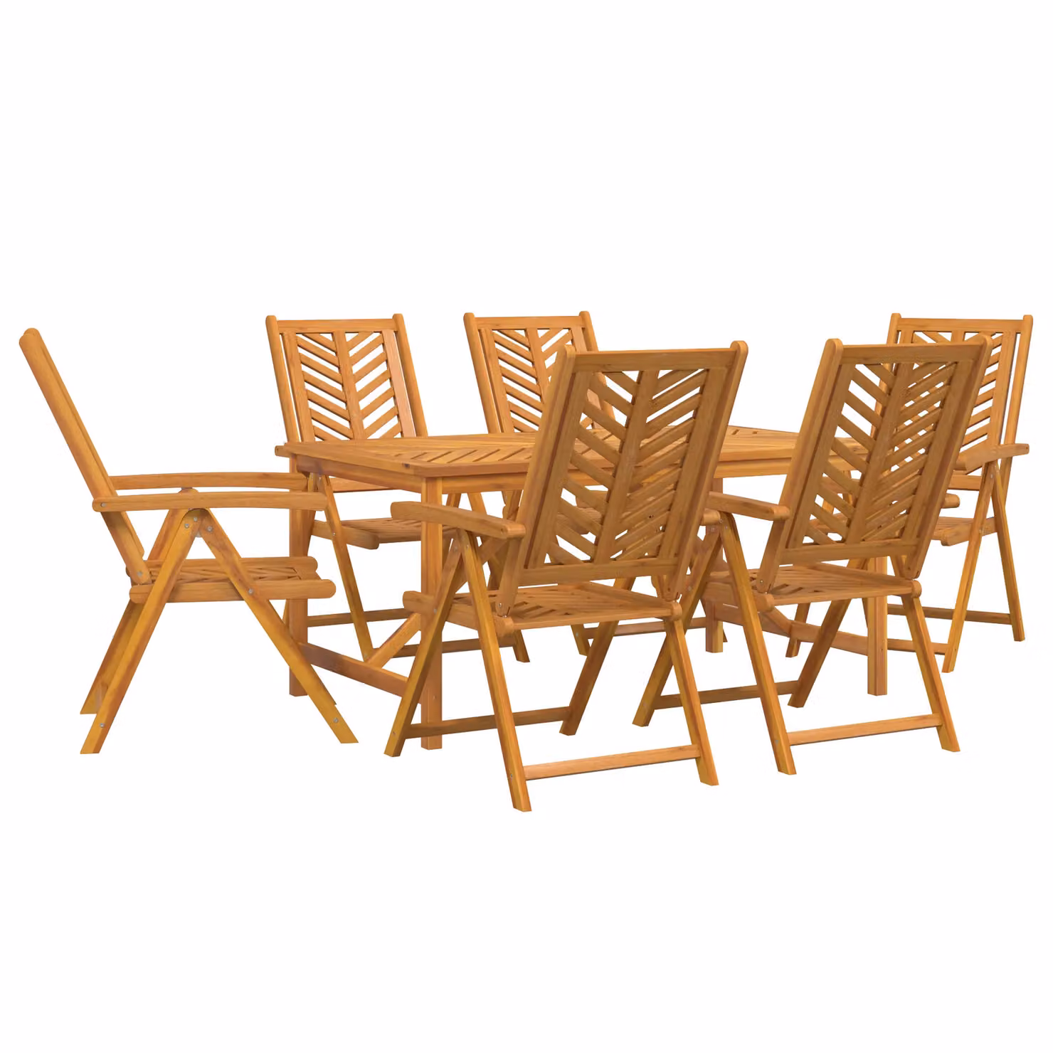 Berkfield Home 7 Piece Modern Acacia Wood Garden Dining Set in Brown – 2