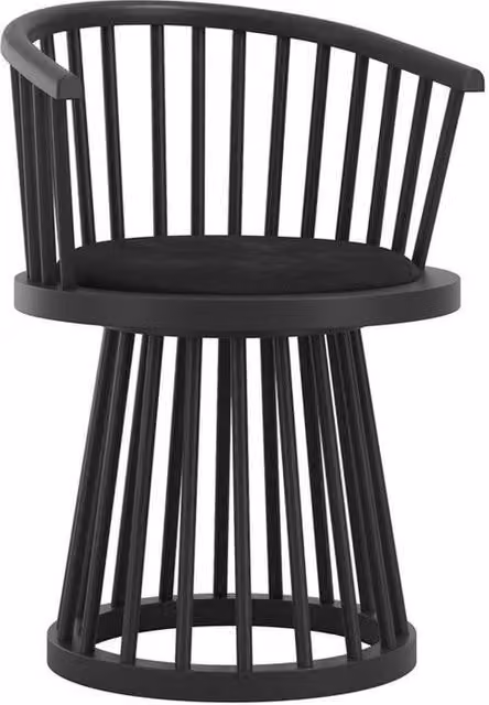 Lemon Pavilion Furniture Lina Indoor Dining Chair in Black Velvet and Wood, W: 57 cm, D: 53 cm, H: 78.5 cm