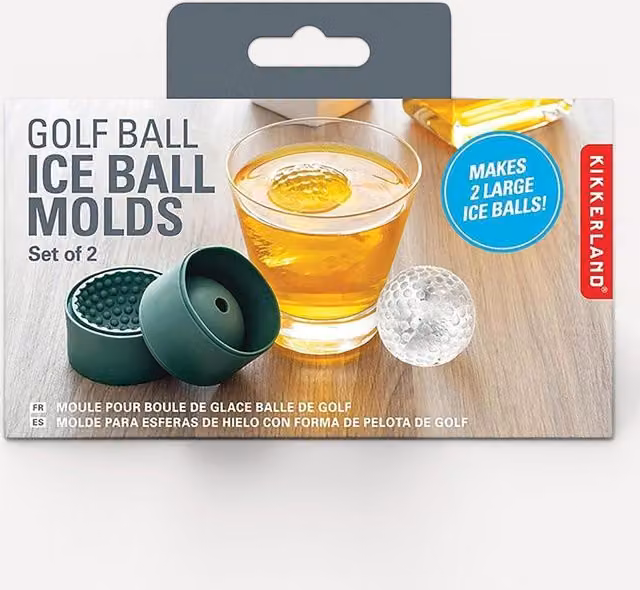 Kikkerland Reusable Golf Ball Ice Moulds, Set of 2, Green