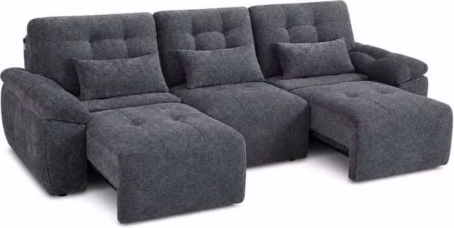 Furnishings For Less UK Drayton Grey 3 Seater Electric Sofa Bed with Power Sliding Seats and Fabric Upholstery W: 278 cm, D: 106 cm, H: 106 cm