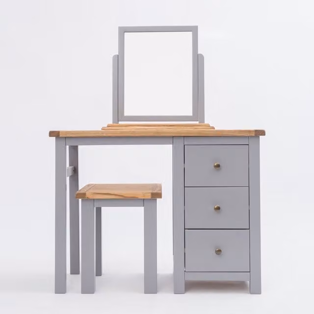 Cabinet Bits Mirano 3 Drawer Dressing Table Set in Grey Ash Wood