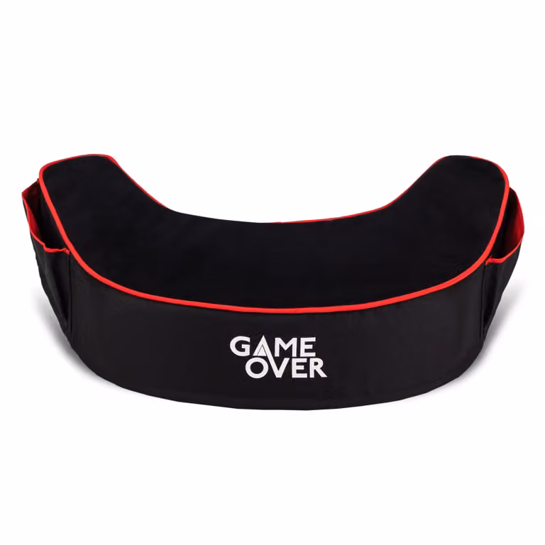 Game Over Store Contoured Semicircular Ergonomic Gaming Support Lap Cushion in Black Polyester Velour