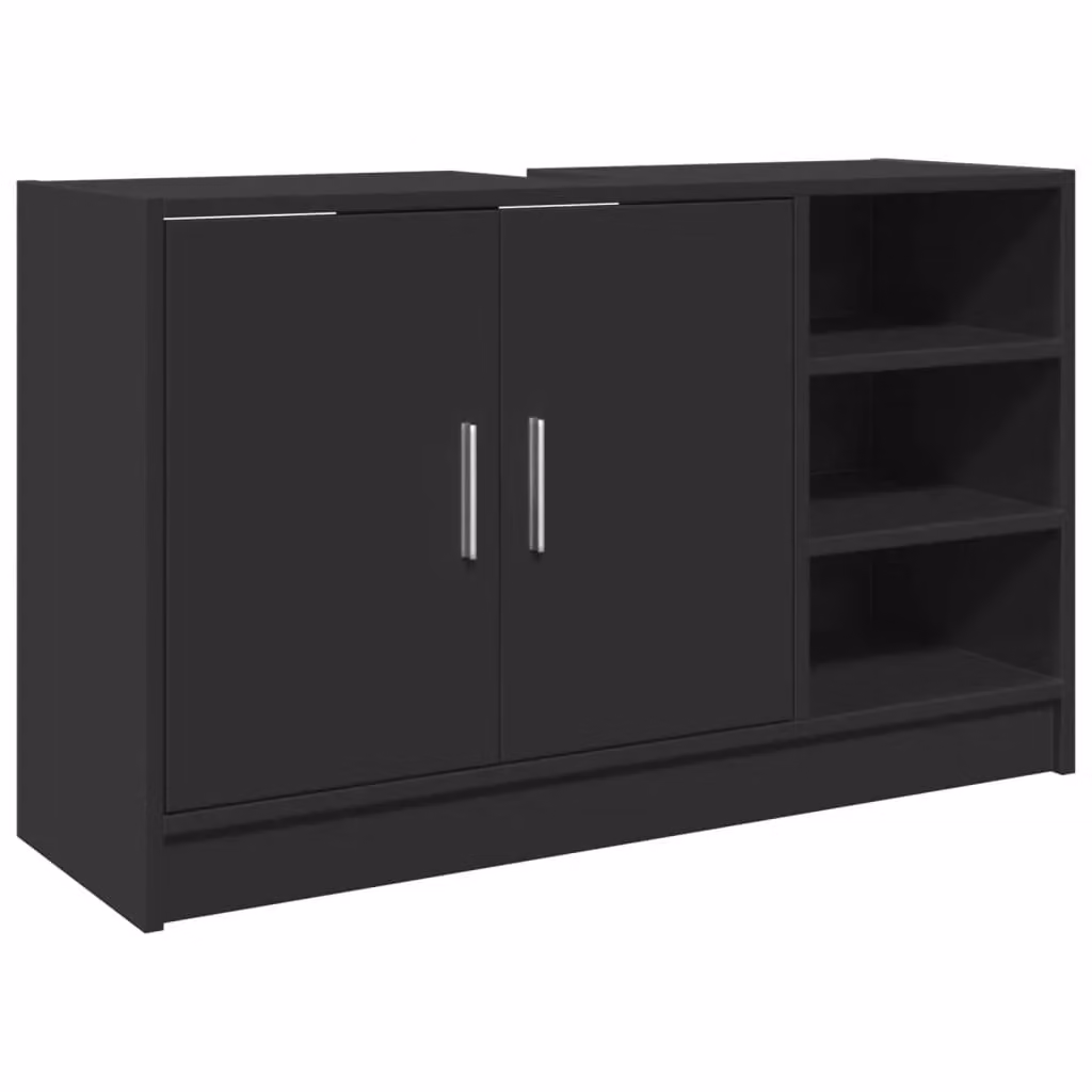 Berkfield Home Black Modern Matt Sink Cabinet W/D/H: 90 x 29 x 55 cm