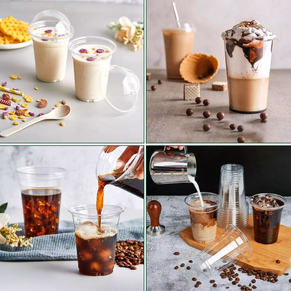 ECONX 200 Clear Plastic Smoothie Cups with Dome Lids, 20oz – 5