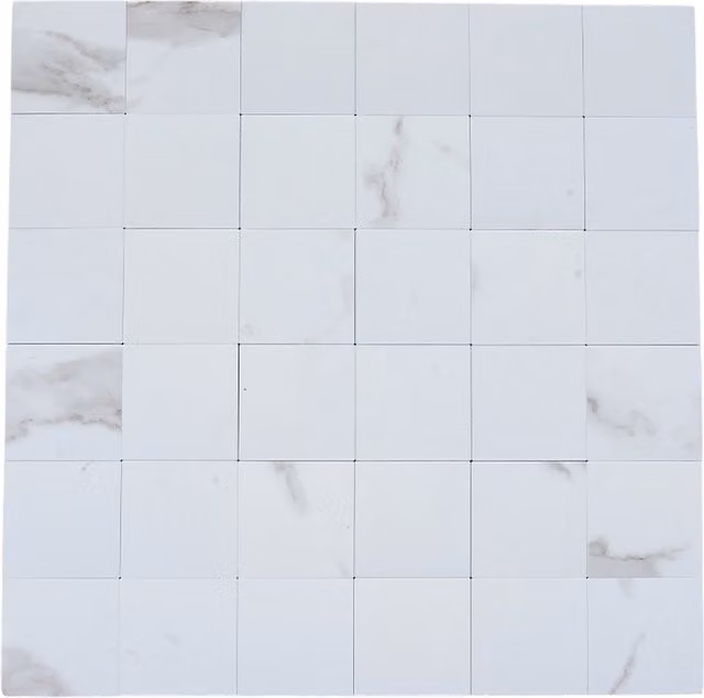 Livingandhome Set of 10 Self-Adhesive Gloss White SPC Wall Tile Stickers