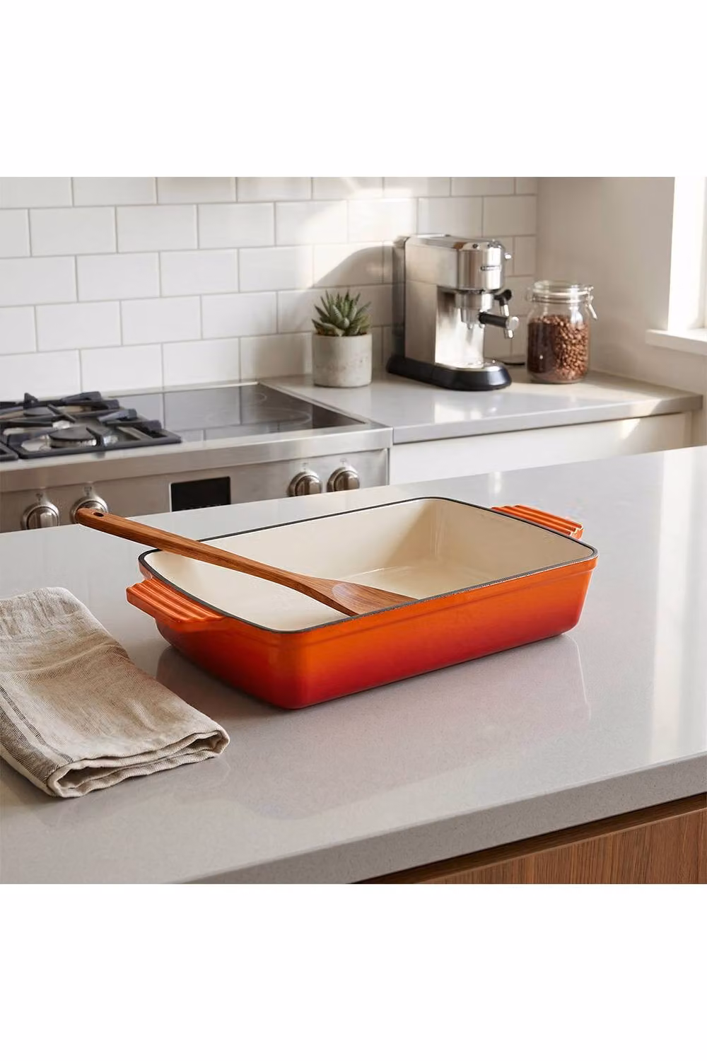 Living and Home Enamelled Cast Iron Roasting Pan, Orange, 3 l – 2