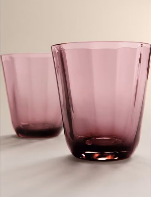 M&S Set of 2 Etoile Geometric Glass Tumblers in Purple