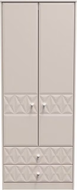 2 U Toledo Ready Assembled 2 Door 2 Drawer Wardrobe in Taupe