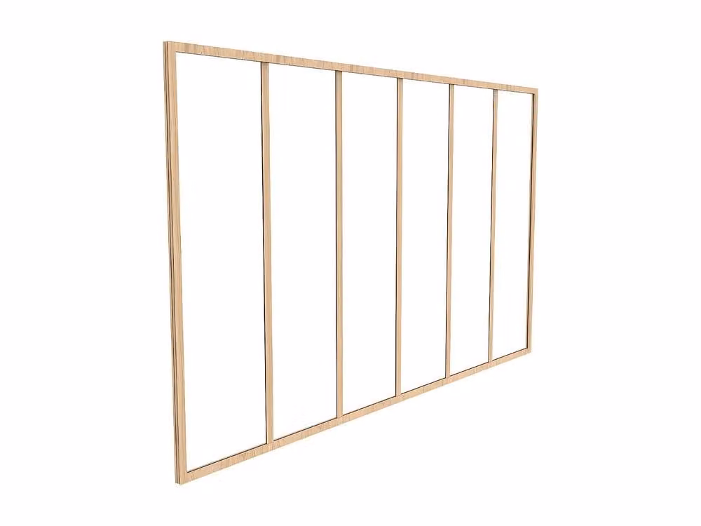 Vente-unique Modern Powder-Coated Aluminium and Glass Partition in Light Oak, W: 180 cm, H: 105 cm