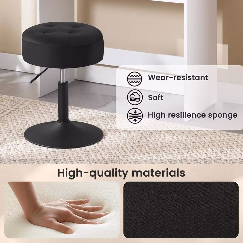 FORGEVIO Set of 2 Height Adjustable Black Bar Stools with Metal Frame and Removable Cover – 3