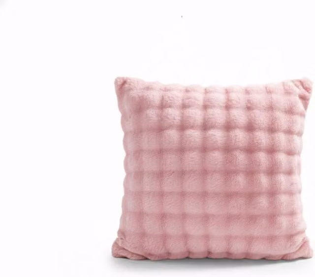 Snug City Square Teddy Design Plush Decorative Cushion Cover in Pink, W/D/H: 45 x 45 x 45 cm