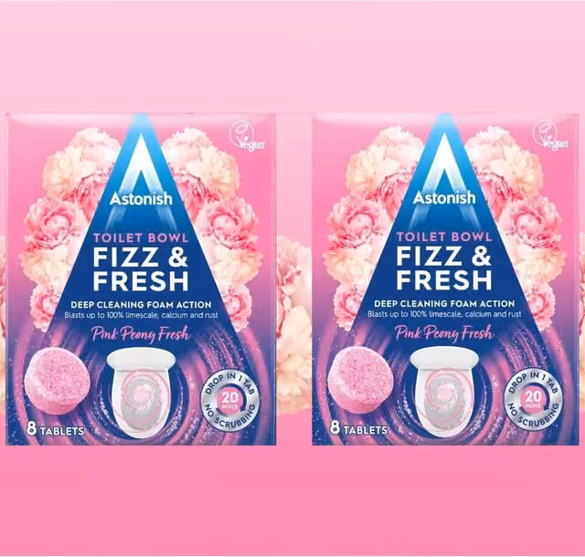Astonish Fizz Fresh Foaming Toilet Bowl Cleaner Tablets in Pink Peony, Pink, 8 Pack
