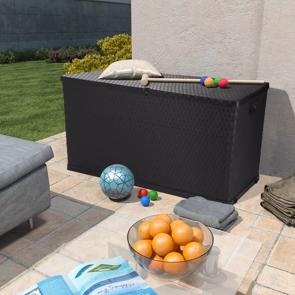 Berkfield Home Anthracite Garden Storage Box with Black PP Rattan, W/D/H: 120 x 56 x 63 cm – 2