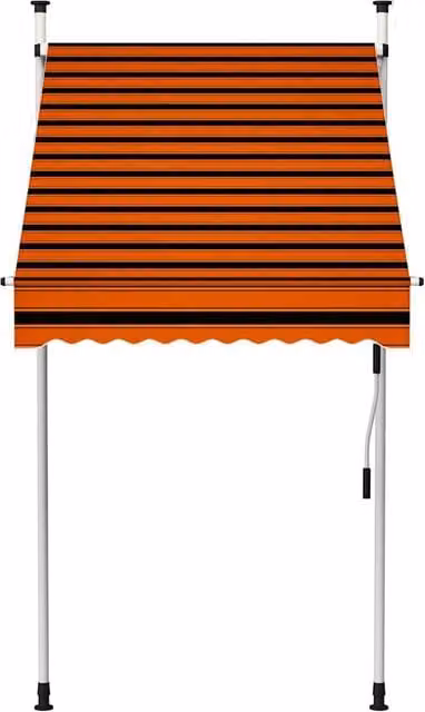 Berkfield Home Manual Retractable Folding Arm Awning in Orange and Brown Striped Polyester with Steel Frame, Width: 100 cm – 1