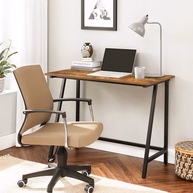 VASAGLE Bronze Computer Desk with Steel Frame