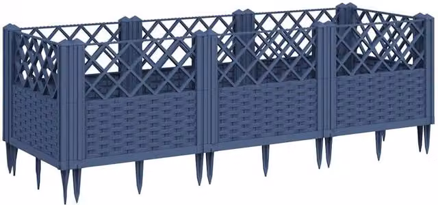 Berkfield Home Garden Raised Bed Planter with Pegs in Blue and Grey, W: 123.5 cm, D: 43.5 cm, H: 43.5 cm