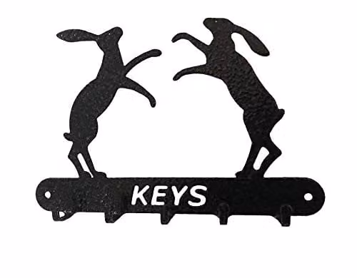 Poppyforge Boxing Hares Metal Key Holder, Black, W: 9 cm, H: 15 cm – 1