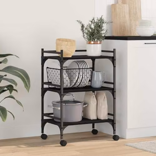 vidaXL Industrial Kitchen Trolley in Black, W/D/H: 50 x 35 x 75.5 cm – 2
