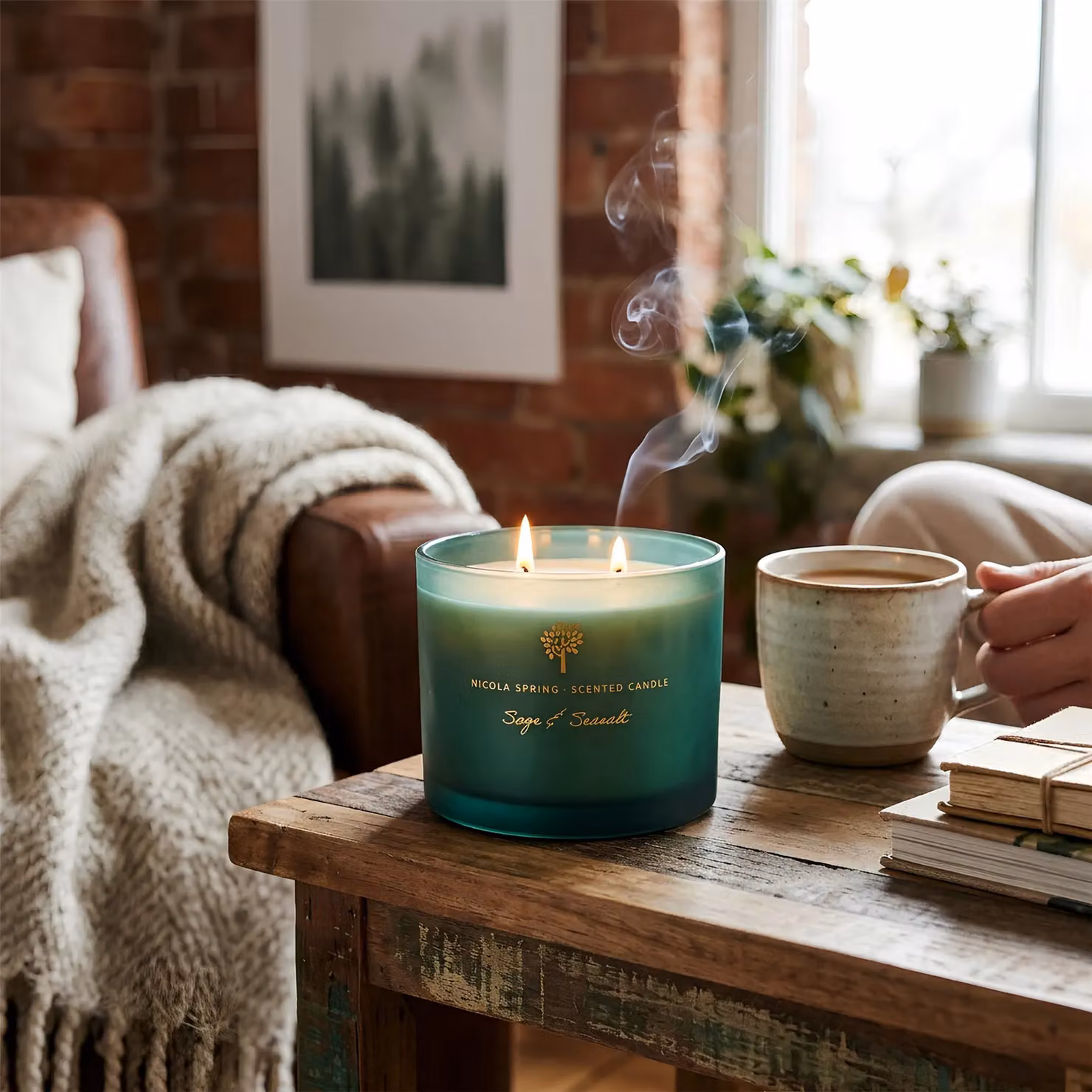 Nicola Spring Sage & Seasalt Scented Soy Wax Candle, 350g, Green – 9