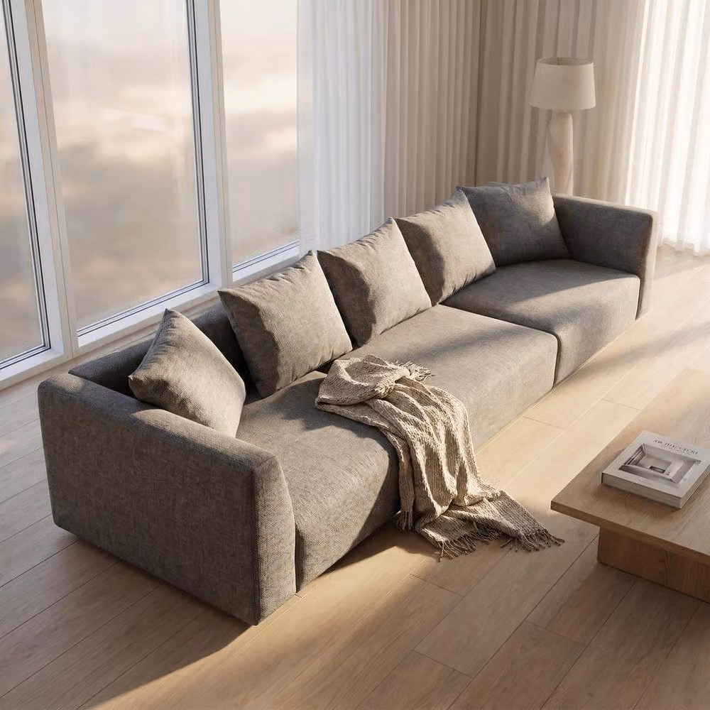 Abakus Direct Tokyo 5 Seater Sofa in Grey Fabric with Scatter Cushions – 3