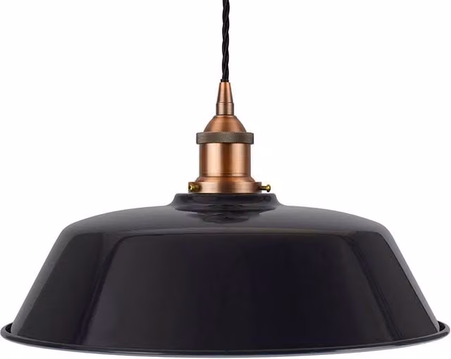 SE Home Chancery Navy Blue Pendant Light with Matt Antique Copper and Black Twisted Details